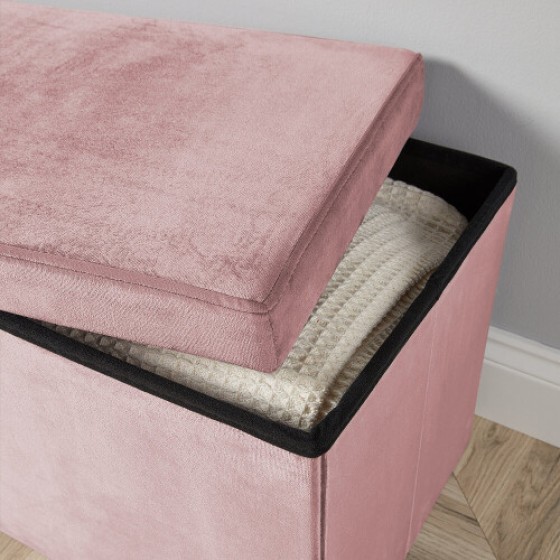 Sofia Oversized Rectangular Pink Storage Ottoman